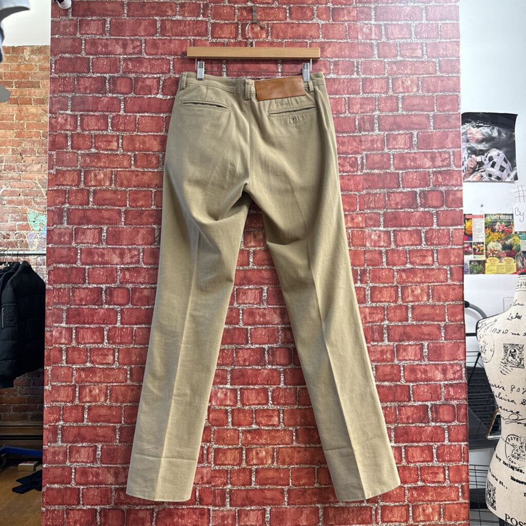 Loewe Khaki Cotton Button Fly Trousers Tan Size 44