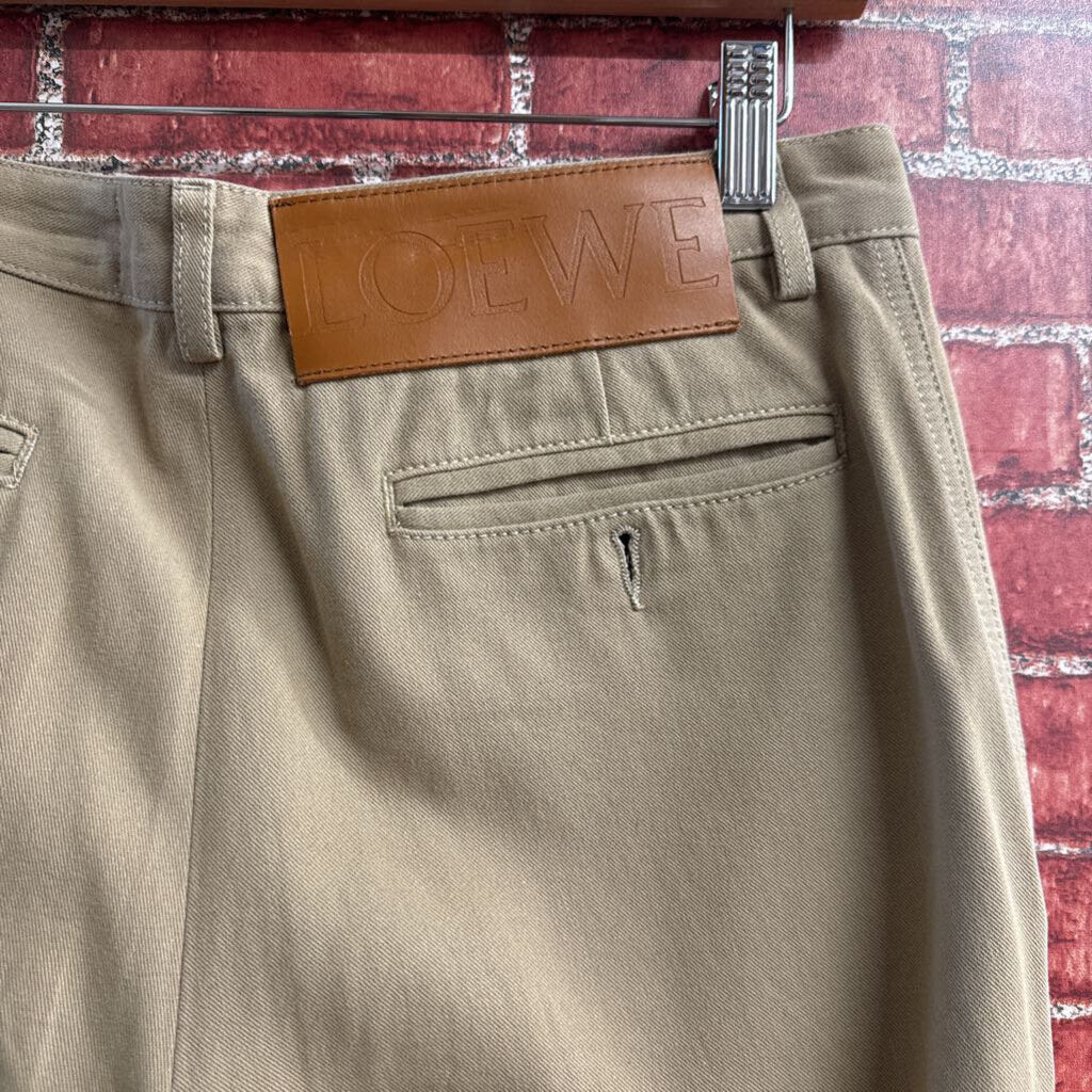 Loewe Khaki Cotton Button Fly Trousers Tan Size 44