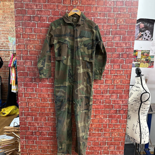 Camo Long Sleeve Jumpsuit Green Size S