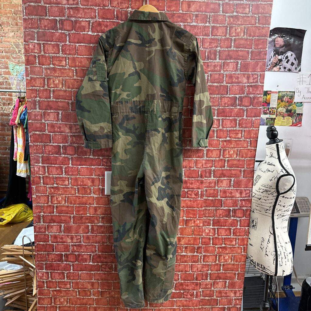 Camo Long Sleeve Jumpsuit Green Size S