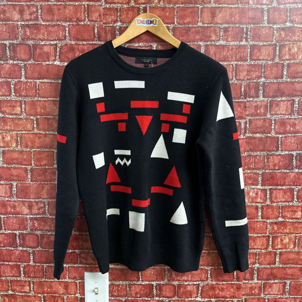 EA1877 Homme Knit Abstract Shape Sweater Black Size L