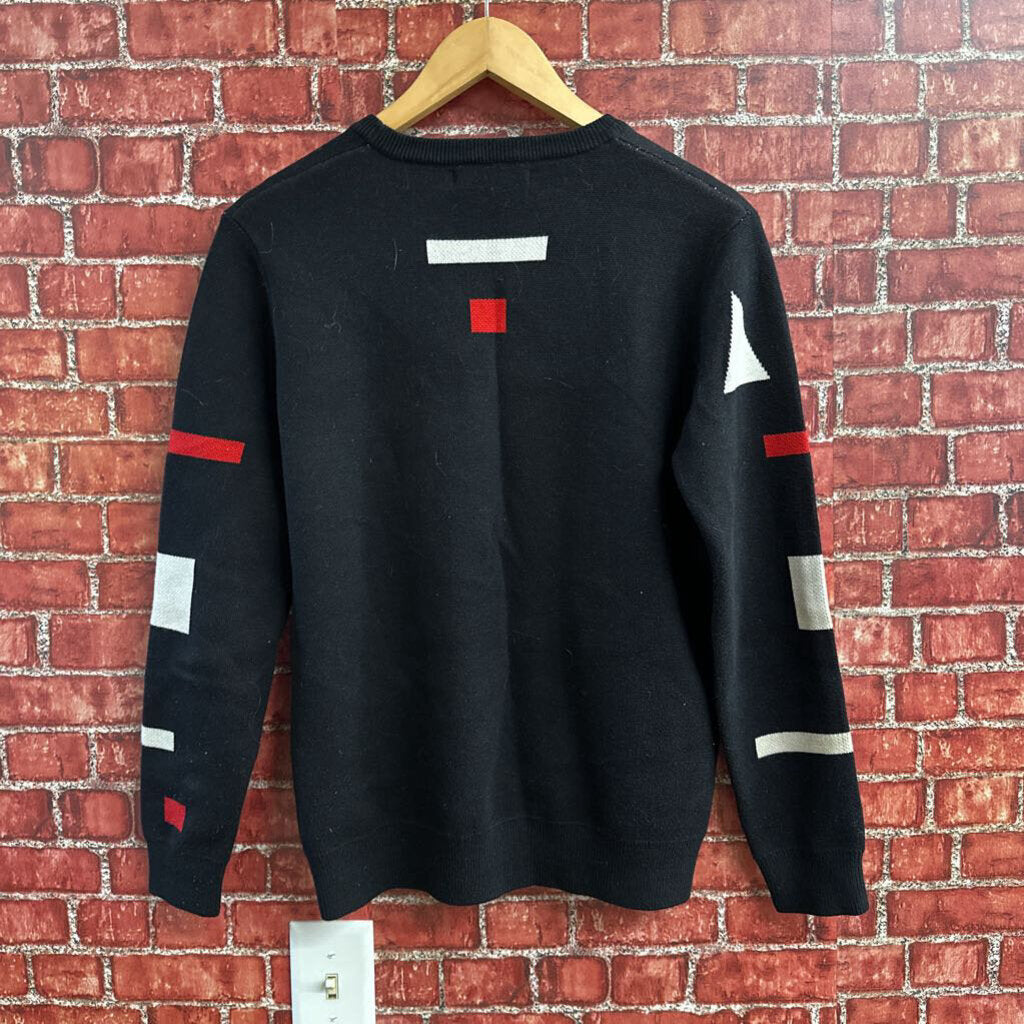 EA1877 Homme Knit Abstract Shape Sweater Black Size L