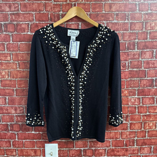 Linea Beaded Ball Cardigan Black Size XS