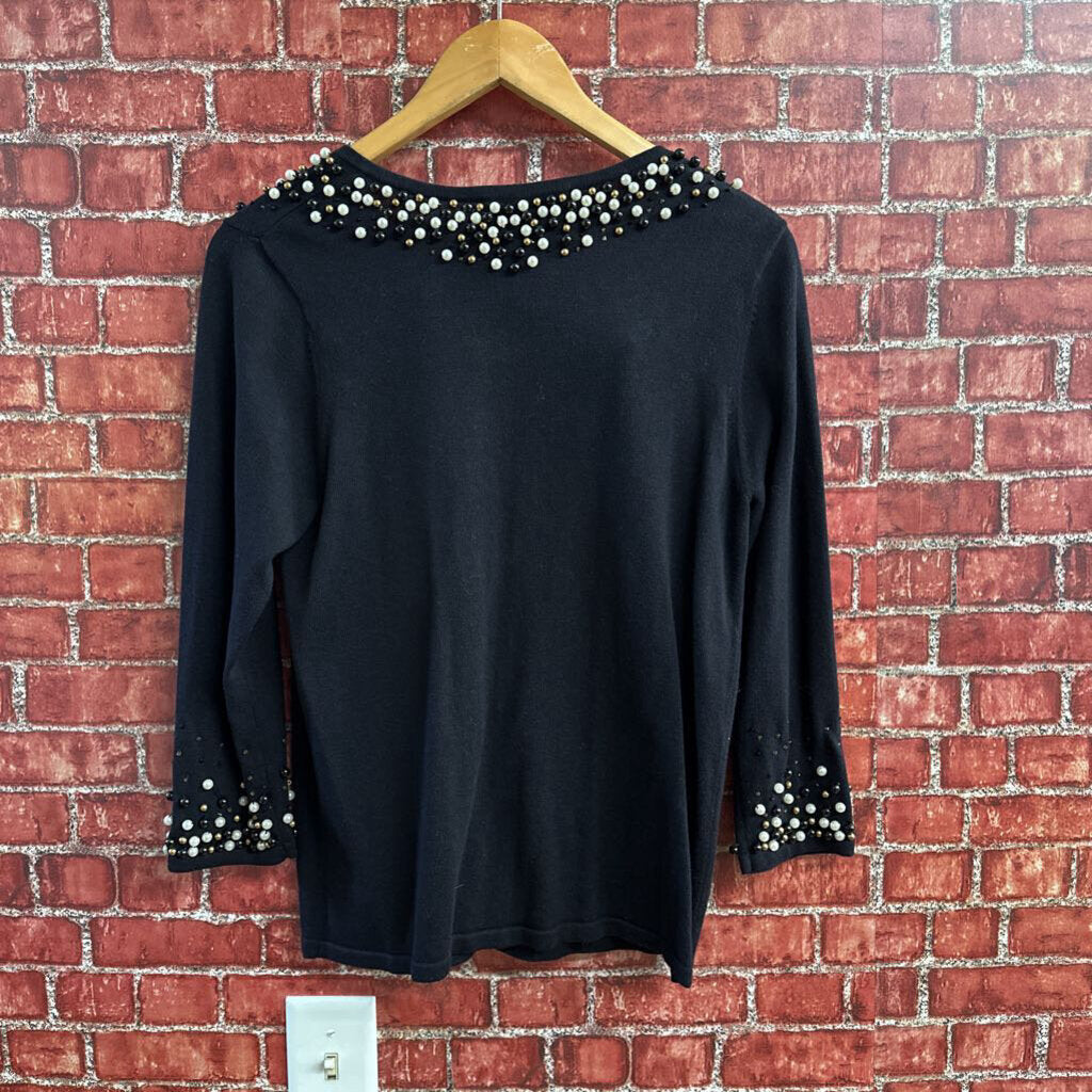 Linea Beaded Ball Cardigan Black Size XS