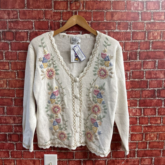 New Erika Vintage Knit Cardigan Sweater Size L