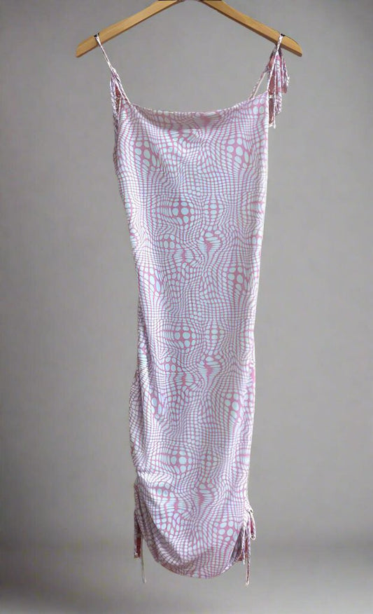 Miley & Molly Abstract Circle Midi Dress Pink Blue Size L