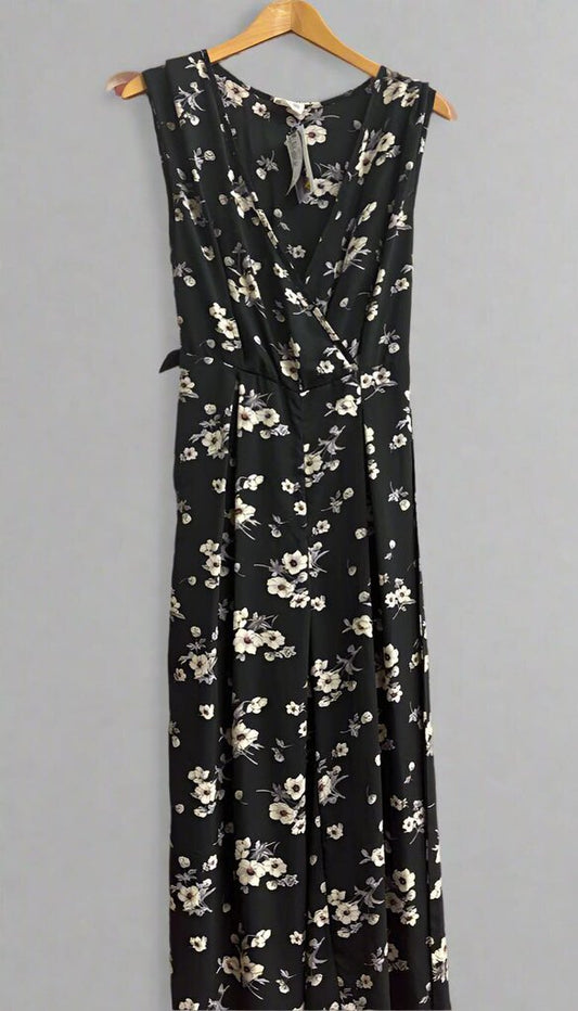 Sienna Sky Floral Jumpsuit Black and Multi Color Size M