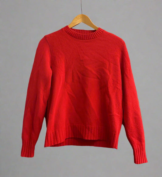 Shetland Wool Mock Neck Sweater Red Size L