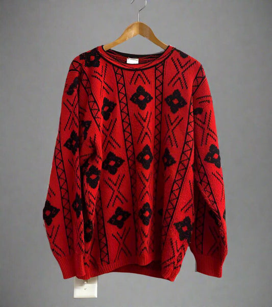 VTG Middle Brook Park Floral Sweater Red Size XL