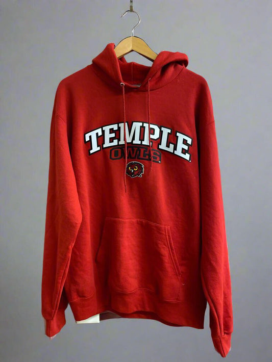 Champion Temple Owls University Hoodie red Size L