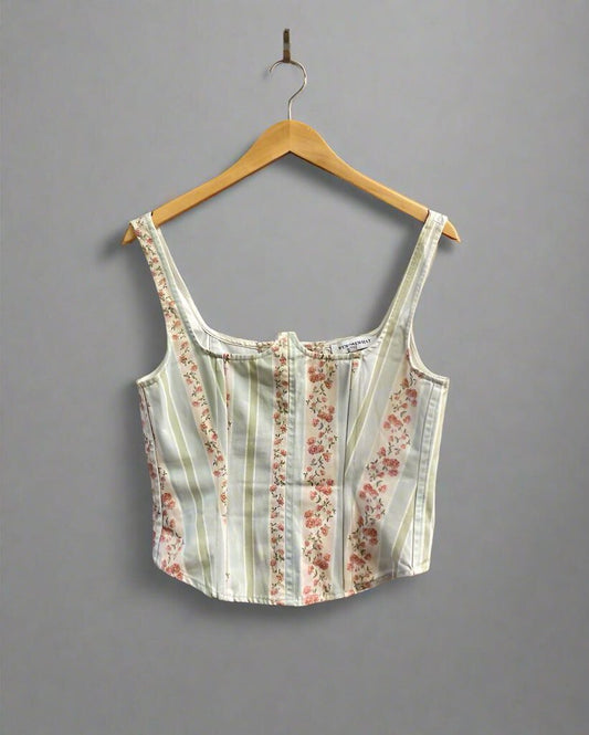 Weworewhat Floral Striped Top Cropped Size Small