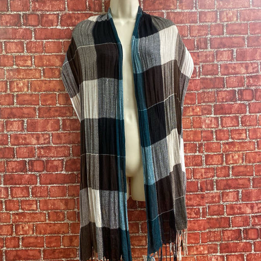 Multi Color Plaid Knit Scarf