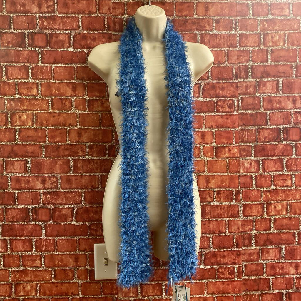 Fuzzy Knit Scarf Blue