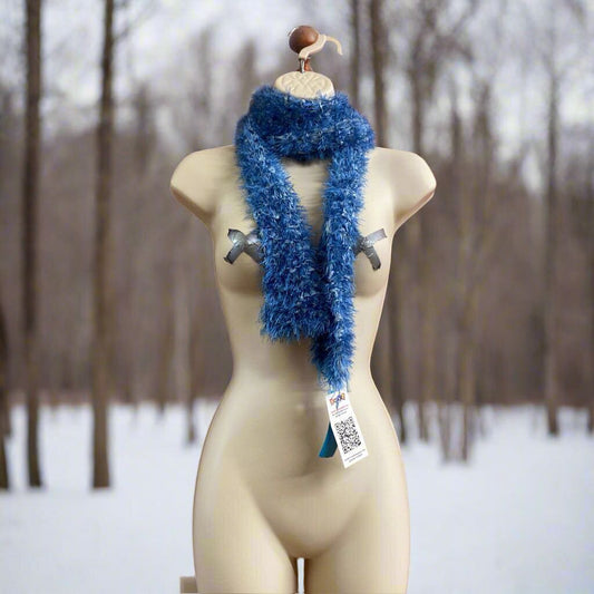 Fuzzy Knit Scarf Blue