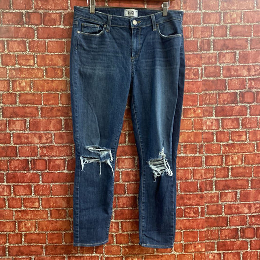 Paige Verdugo Crop Distressed Jeans Blue Size 31