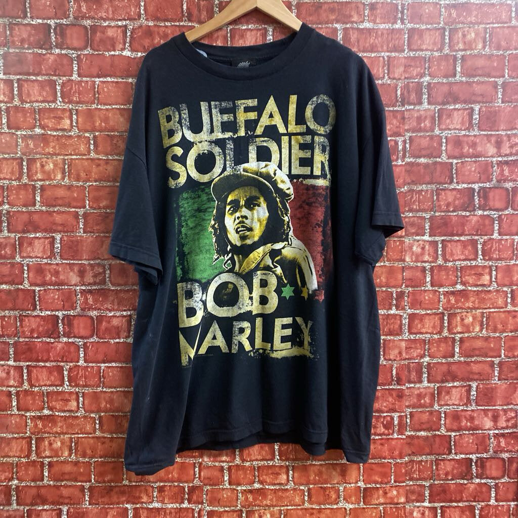 Vintage Y2K Buffalo Soldier Bob Marley Tee Black Size 2XL