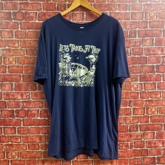 Lets Take A Trip Volkswagen Bus Tee Blue Size 2XL