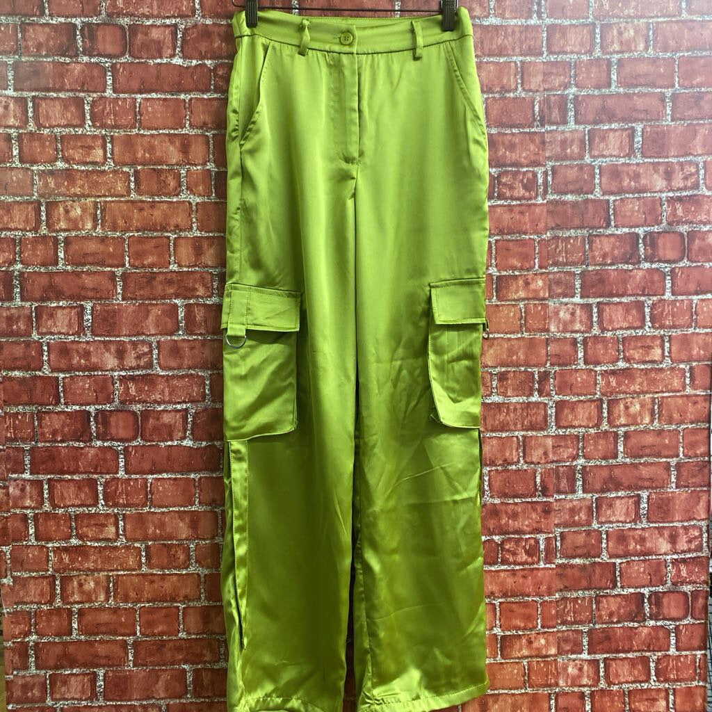 Sincerely Jules Satin Cargo Pants Green Size S