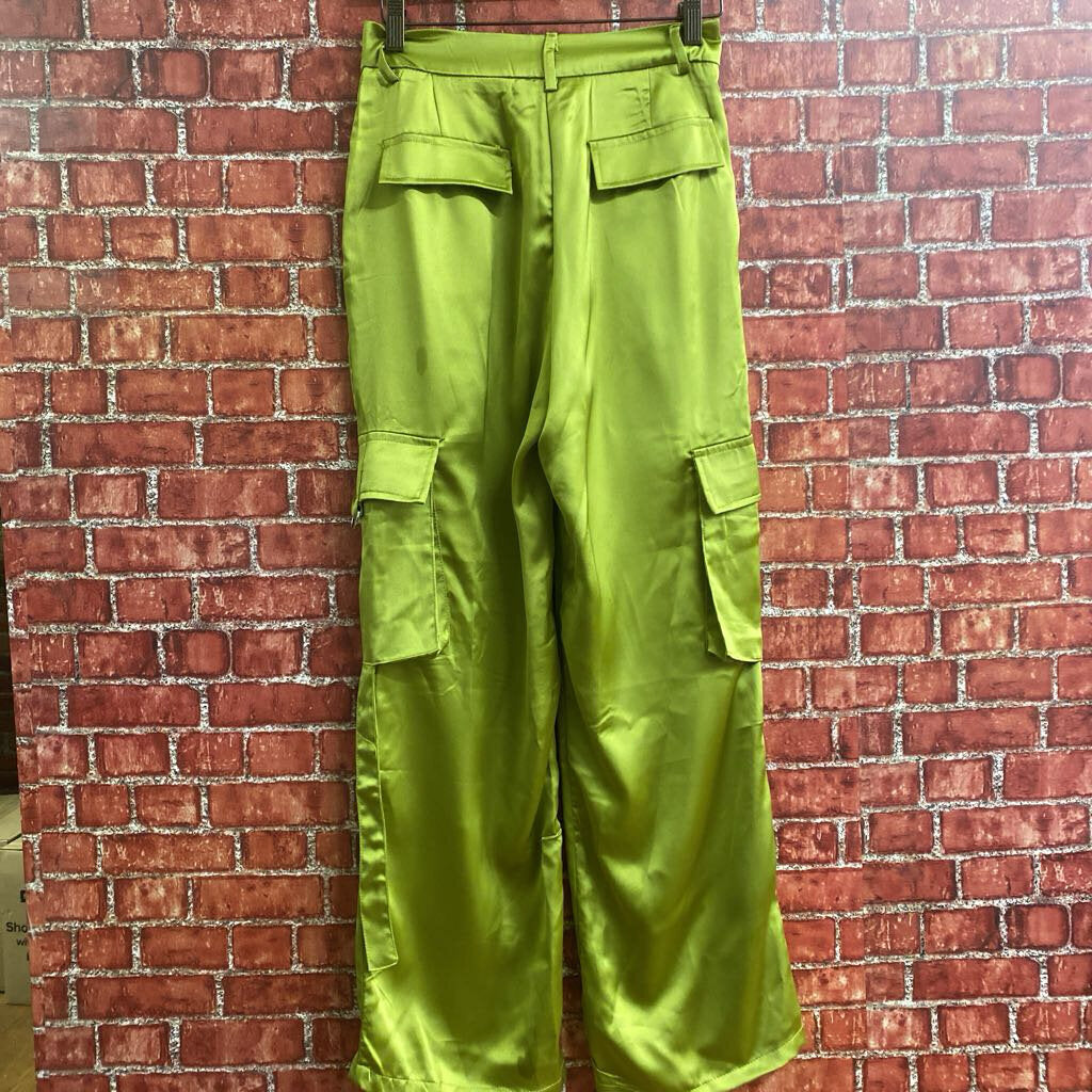 Sincerely Jules Satin Cargo Pants Green Size S