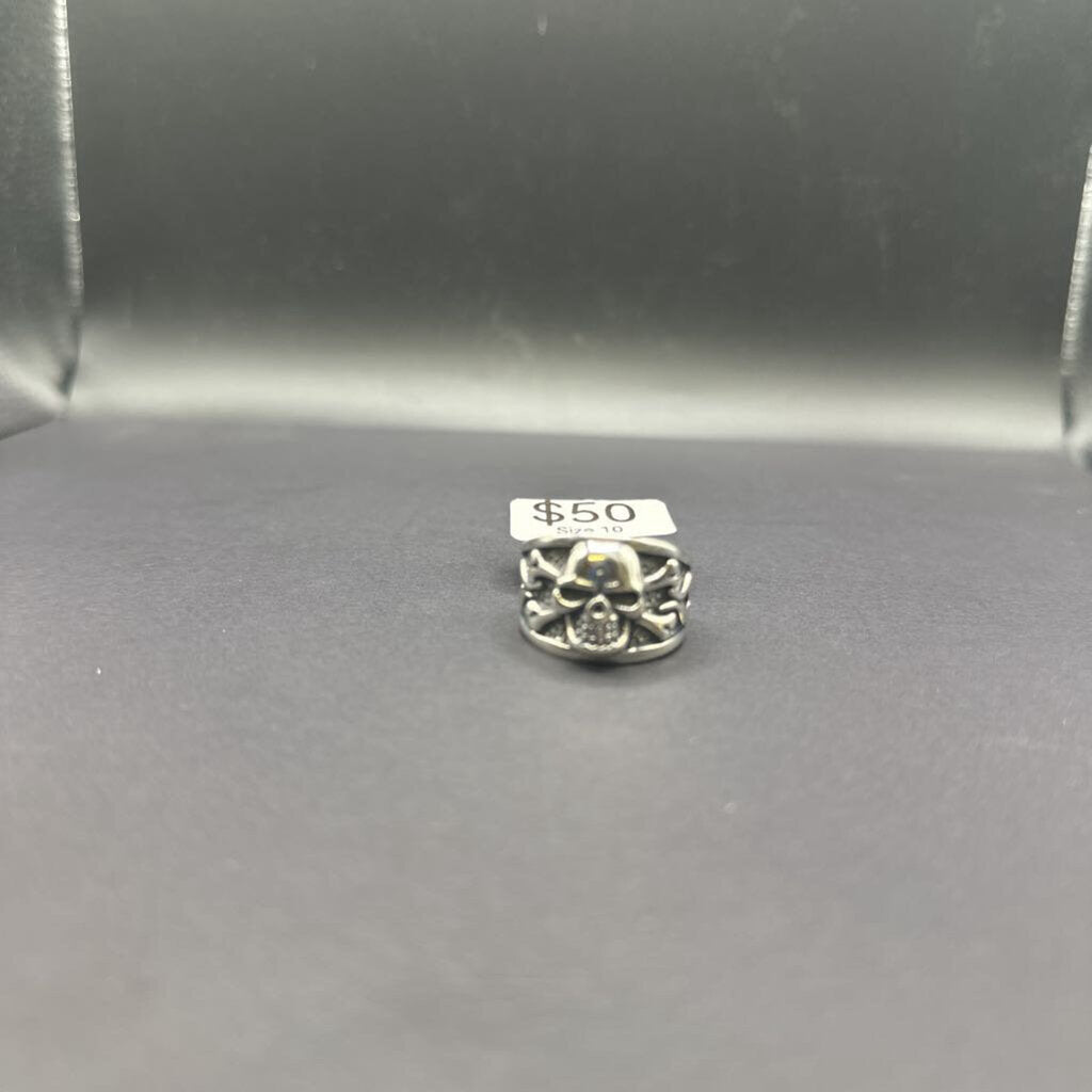 925 Sterling Silver -	Skull Ring - Size 10