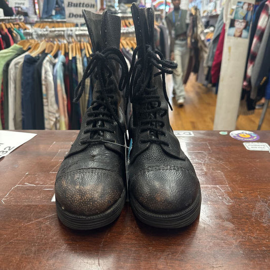 Vintage England Dr Martens Full Grain Leather Black Size 8M 10L