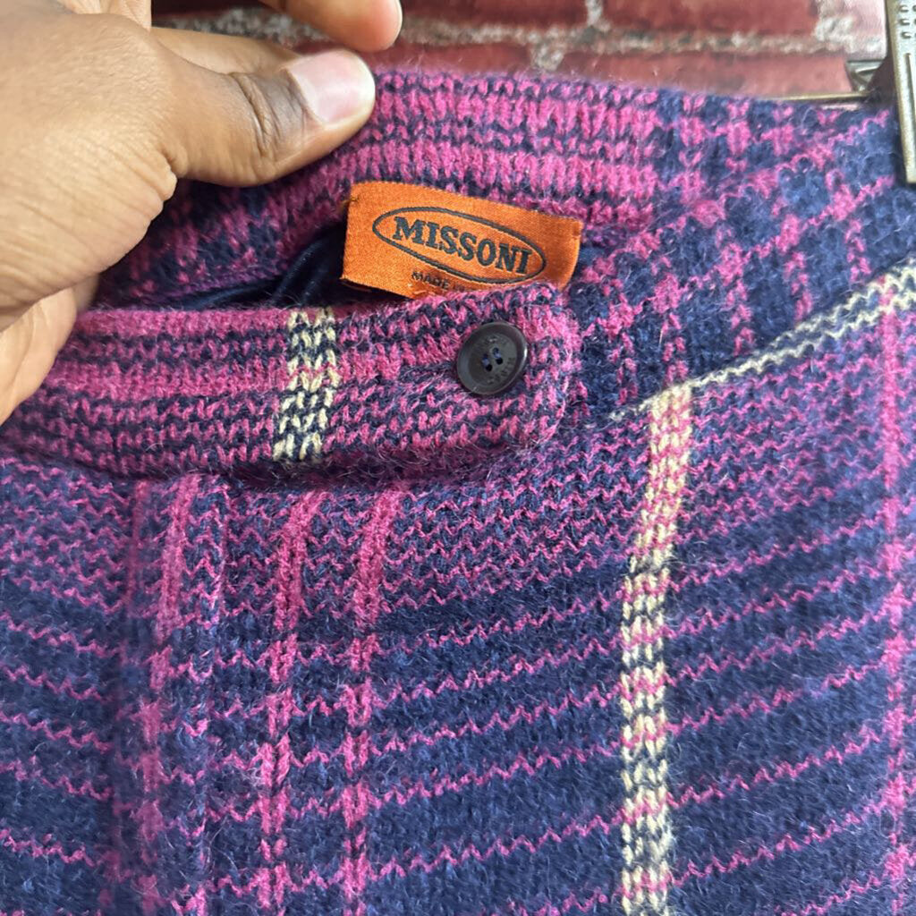 Missoni Mohair Knit Plaid Trousers Bootcut Pink Size 40