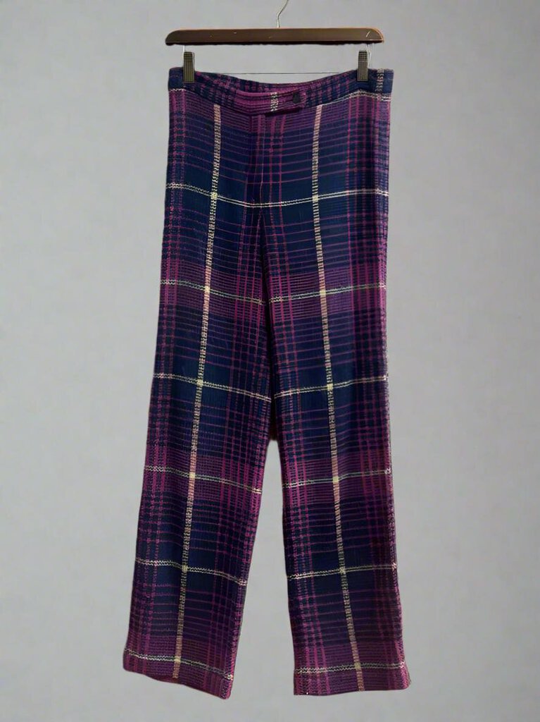 Missoni Mohair Knit Plaid Trousers Bootcut Pink Size 40