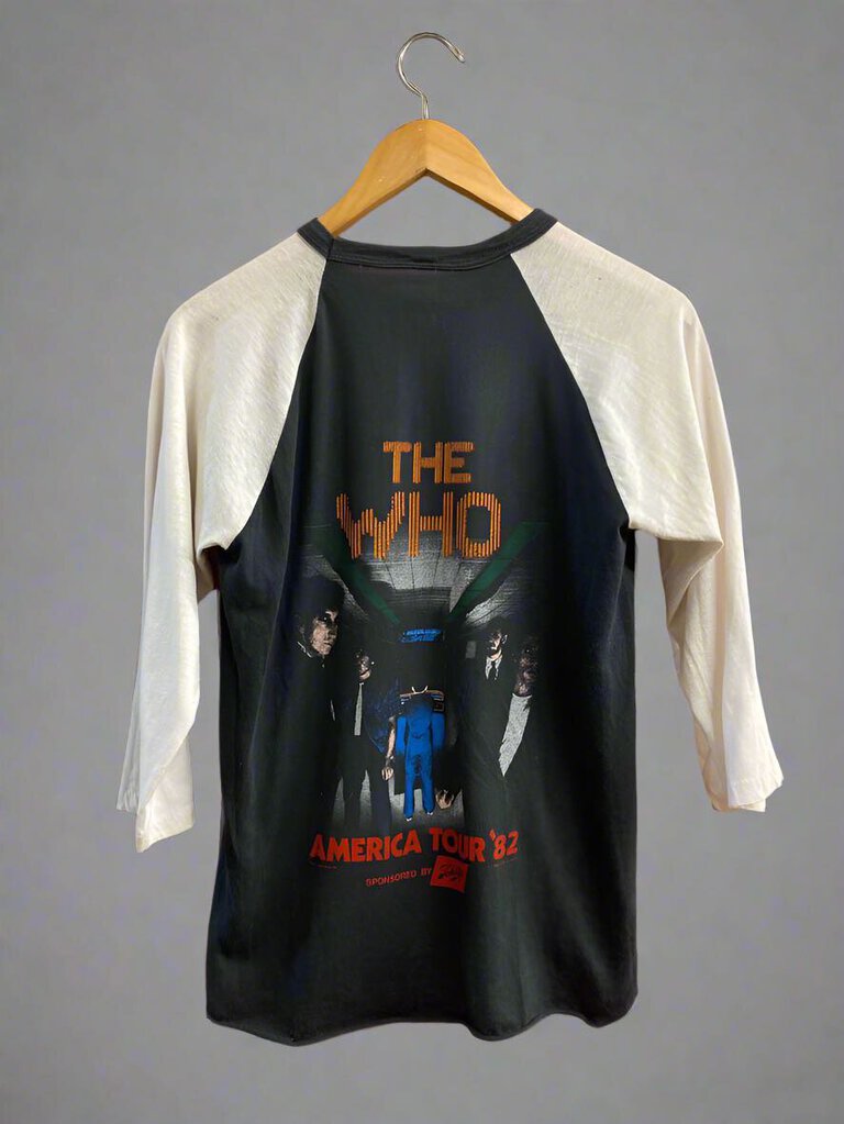 Vintage 1982 The Who American Tour Raglan tee Black White Size M