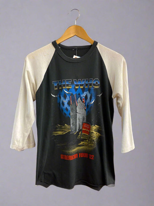 Vintage 1982 The Who American Tour Raglan tee Black White Size M