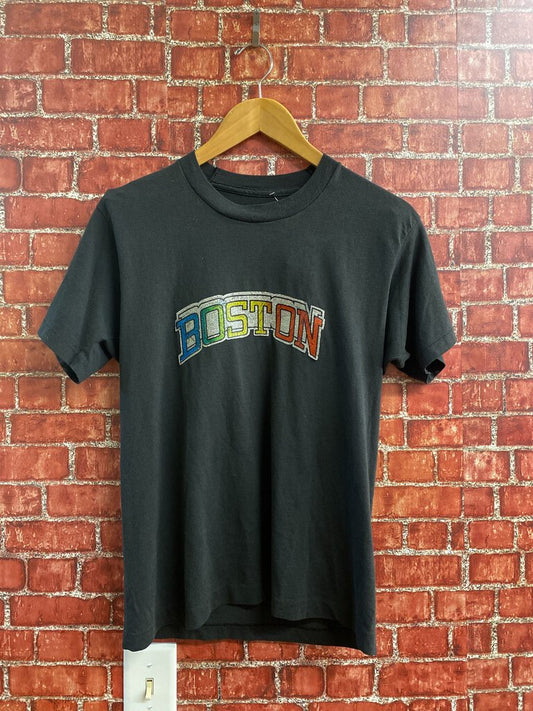 Vintage Boston Iron on Tee Black Size M