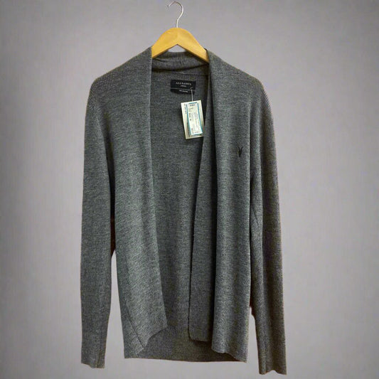 Allsaints 100% Merino Wool Cardigan Grey Size M