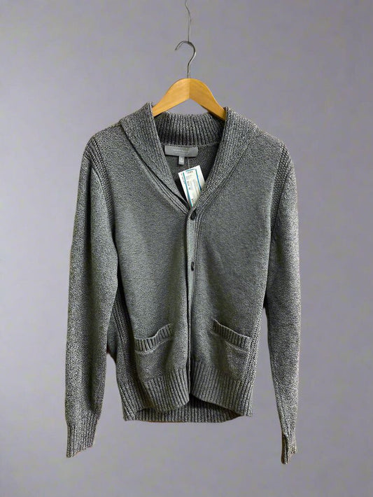 Neiman Marcus Cotton Knit Cardigan Grey Size M