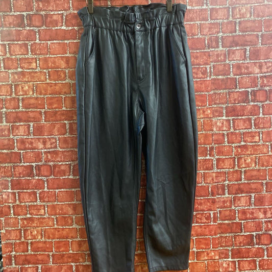 Zara Pleather Paper Pants Black Size 10