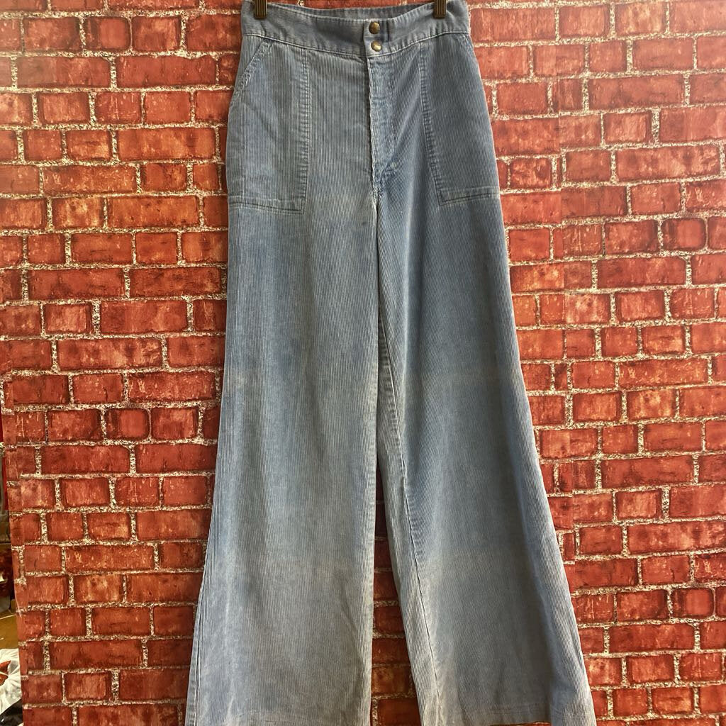 Vintage Wide Leg Corduroy Pants Blue XS