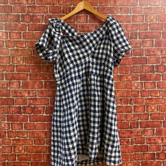 Madewell Plaid Mini Dress Blue and White Size 14