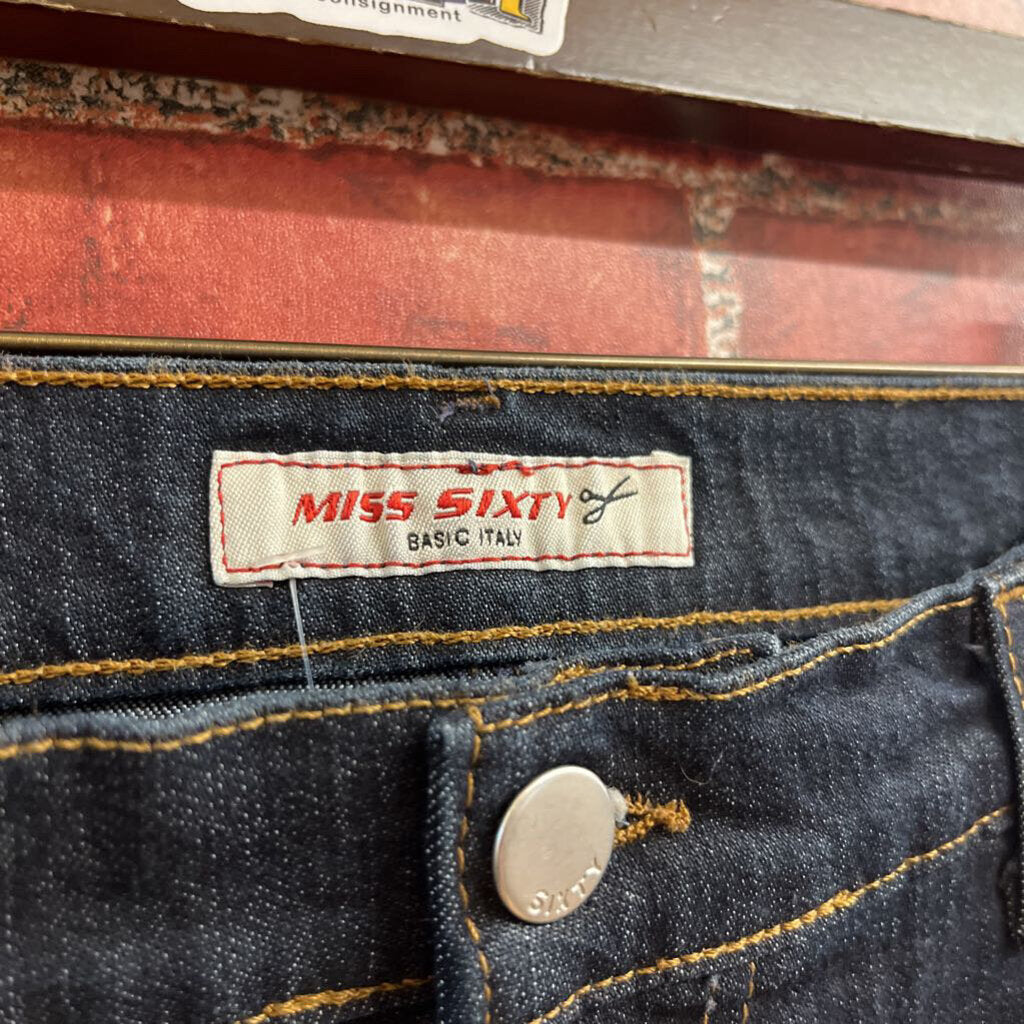 Miss Sixty Flare Jeans Snap Button Detailing Blue Size 34