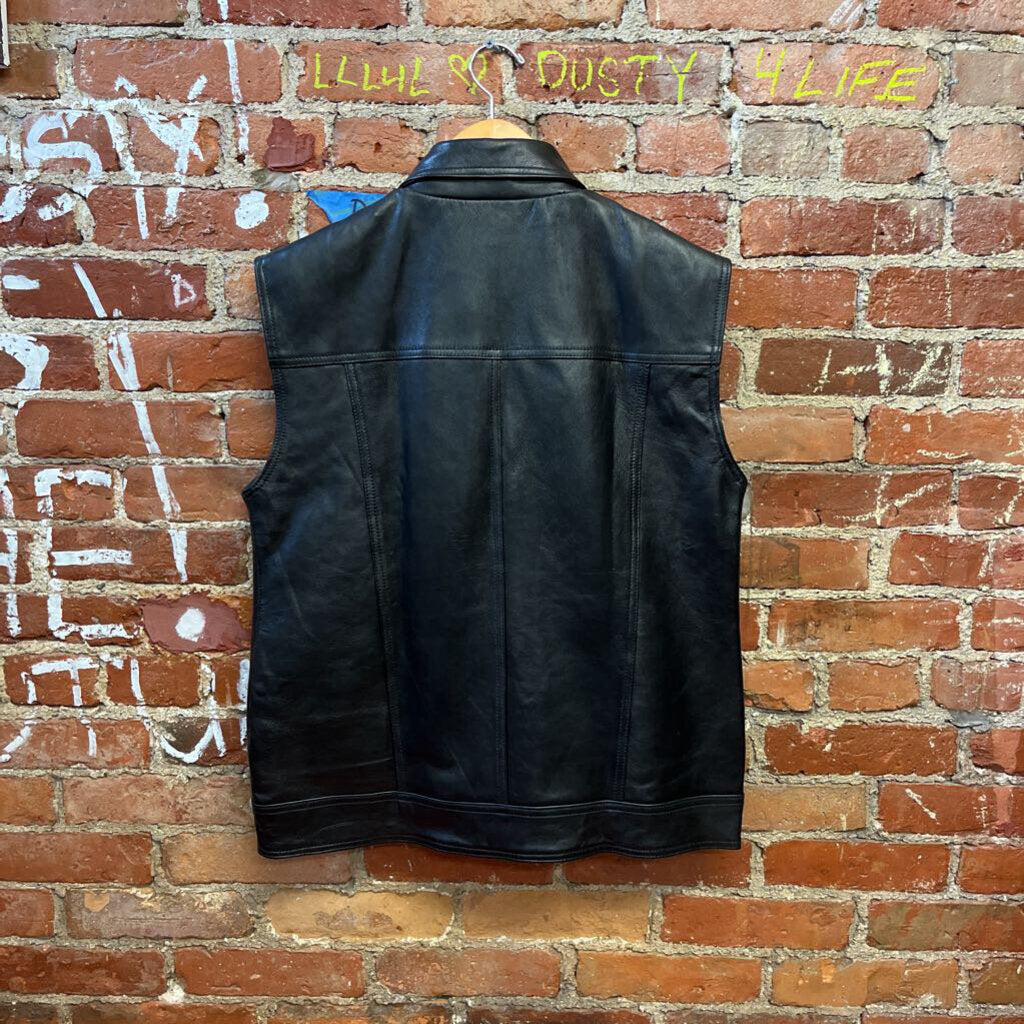 Leather Vest Black Size L