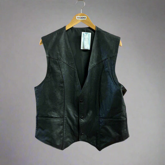 Vintage Universal Leather Vest Black Size L