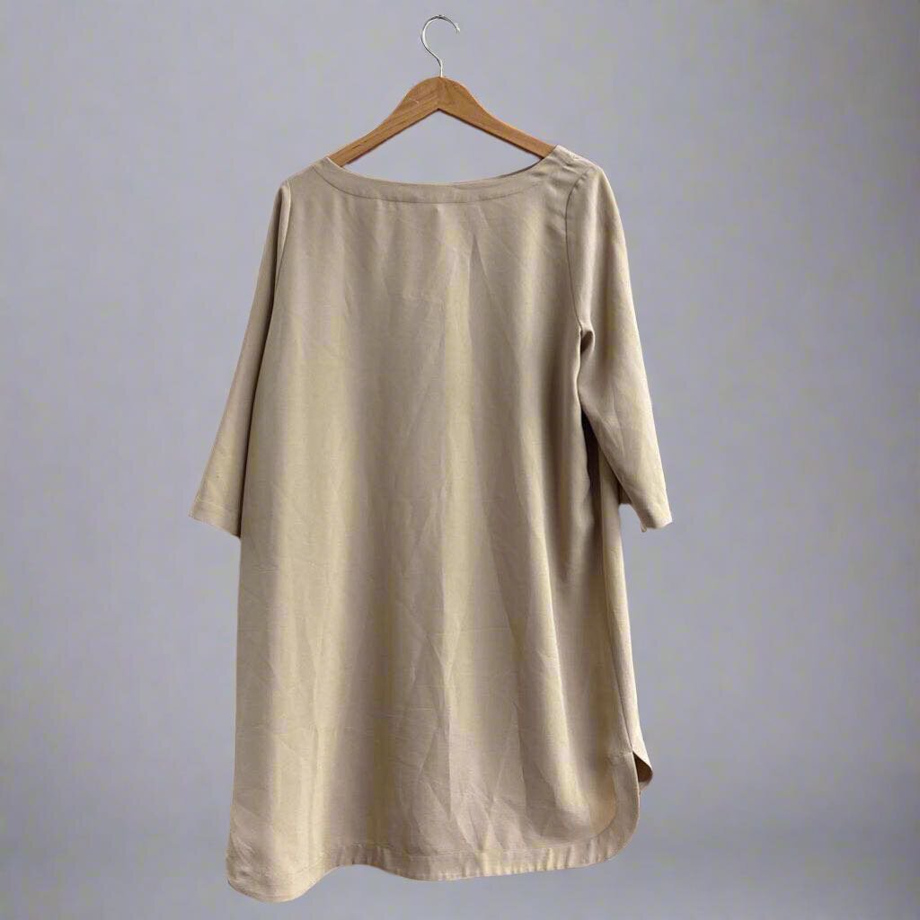 Oak + Fort Swishy Midi Dress Tan Size M