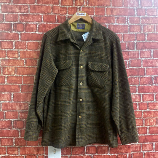 Pendleton Plaid Wool Coat Green Size Large