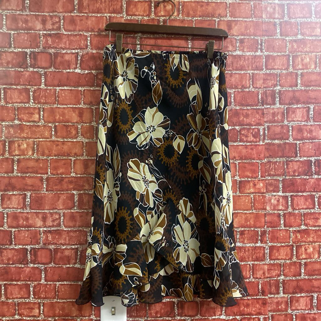 Dress U Brown Floral Midi Skirt Size Large