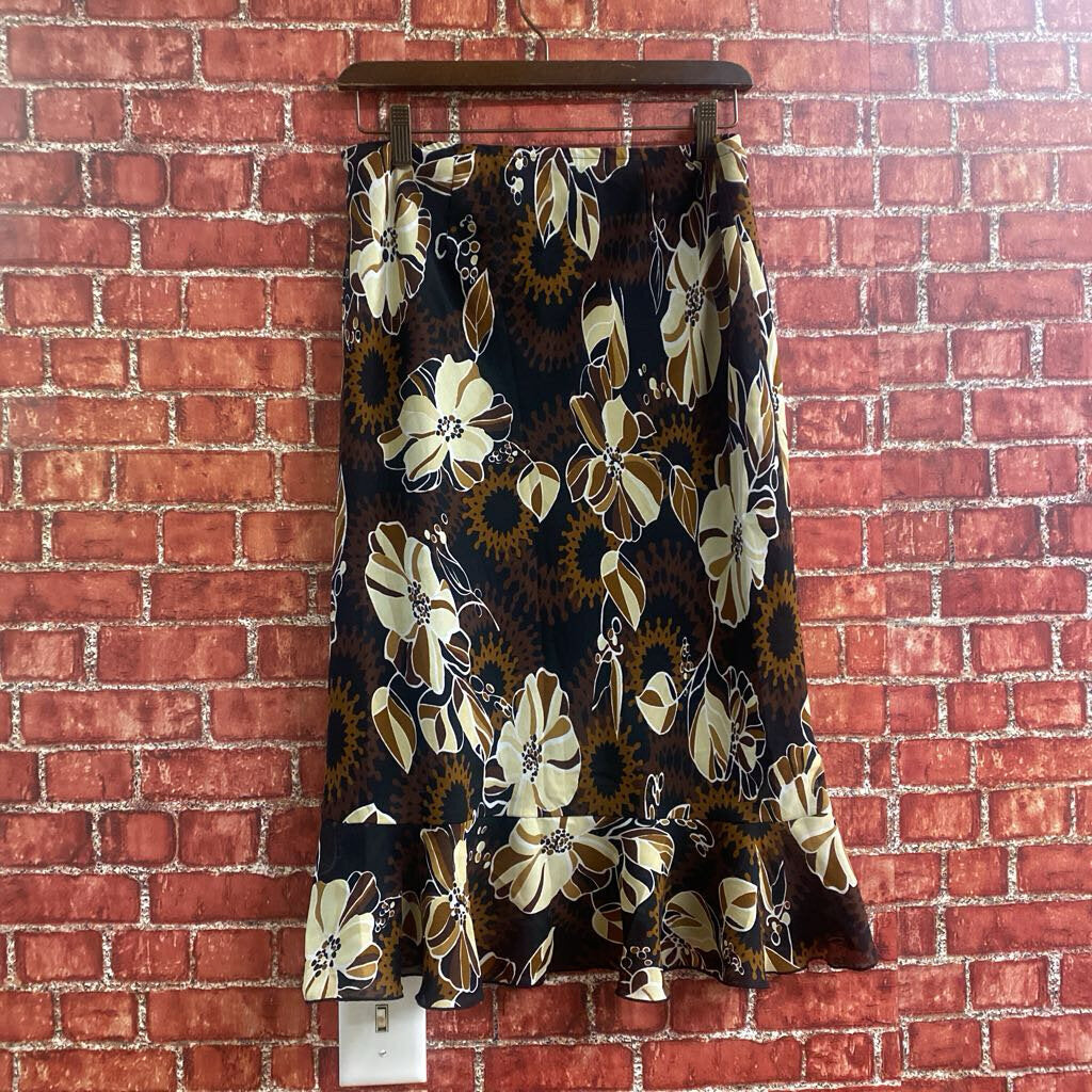 Dress U Brown Floral Midi Skirt Size Large