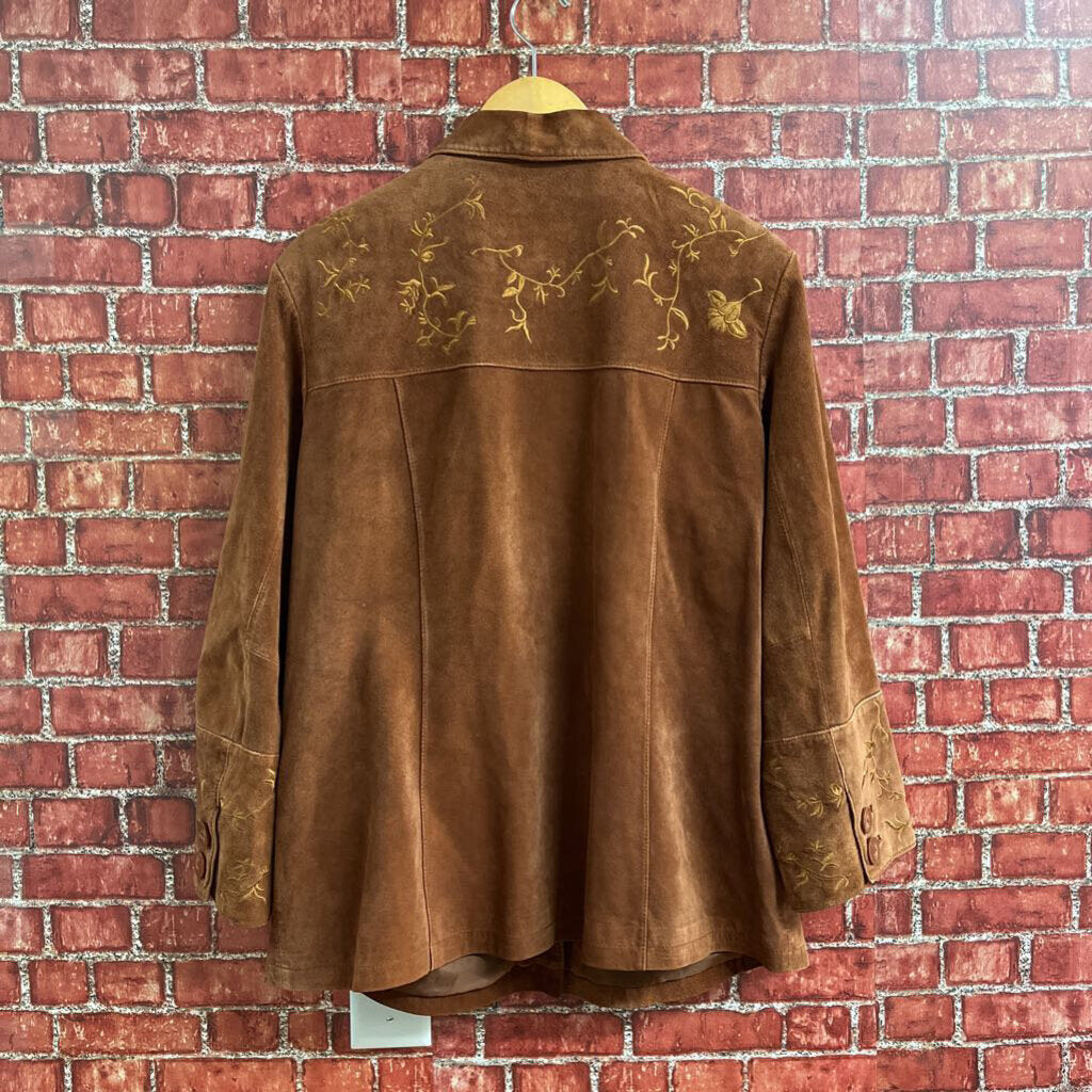 Bernardo Embroidered Suede Jacket Size 1X