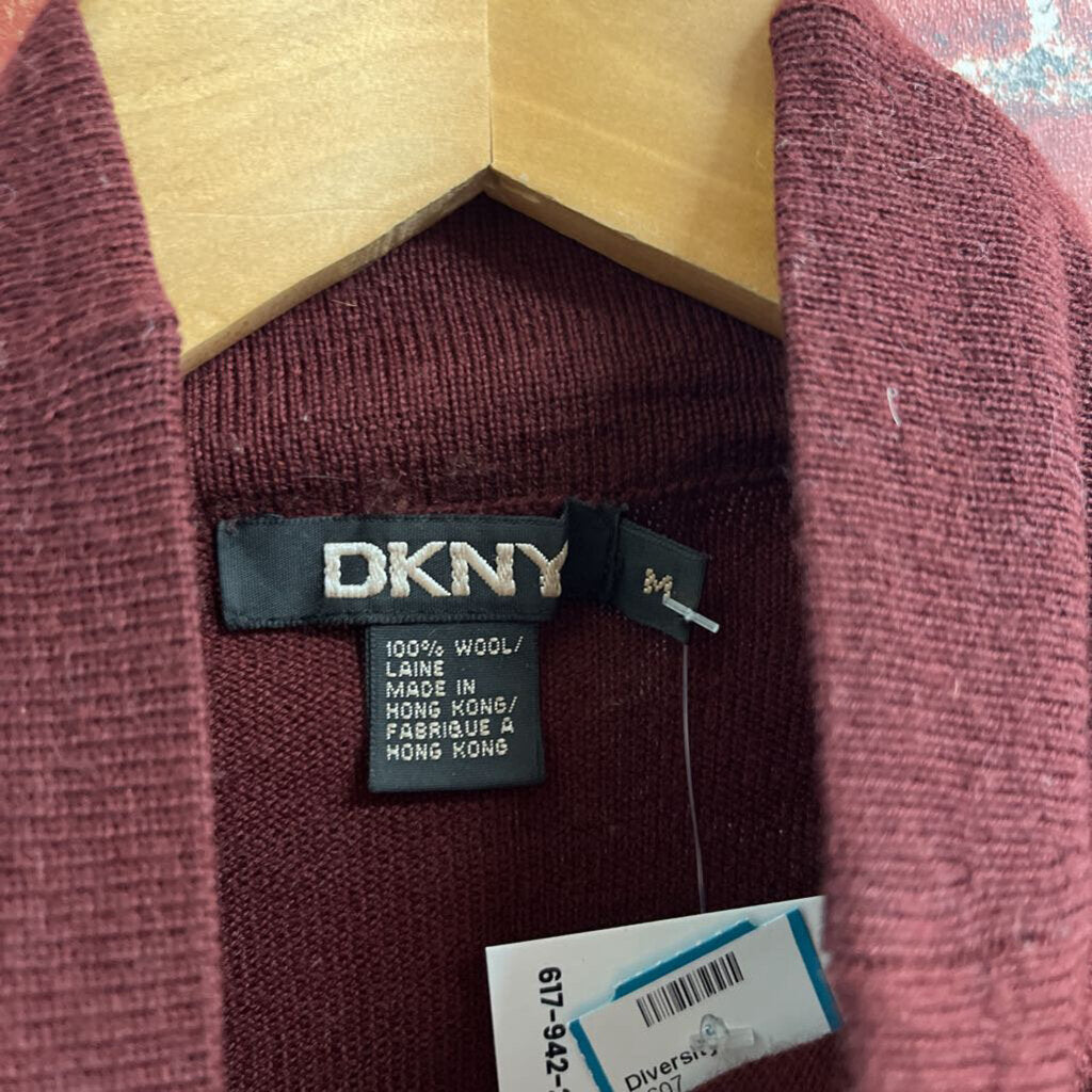 DKNY Wool Sleeveless Turtle Neck Sweater Maroon Size M