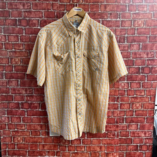 Salty Plaid Pearl Snap Button Down Orange Size XL