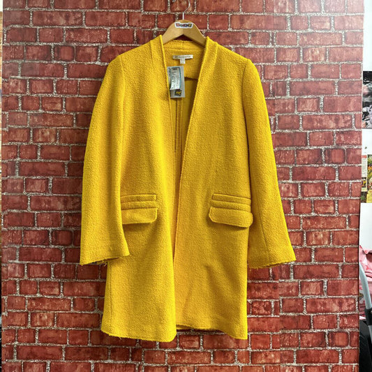 Trf Outerwear Midi Blazer Jacket Overcoat Yellow Size S