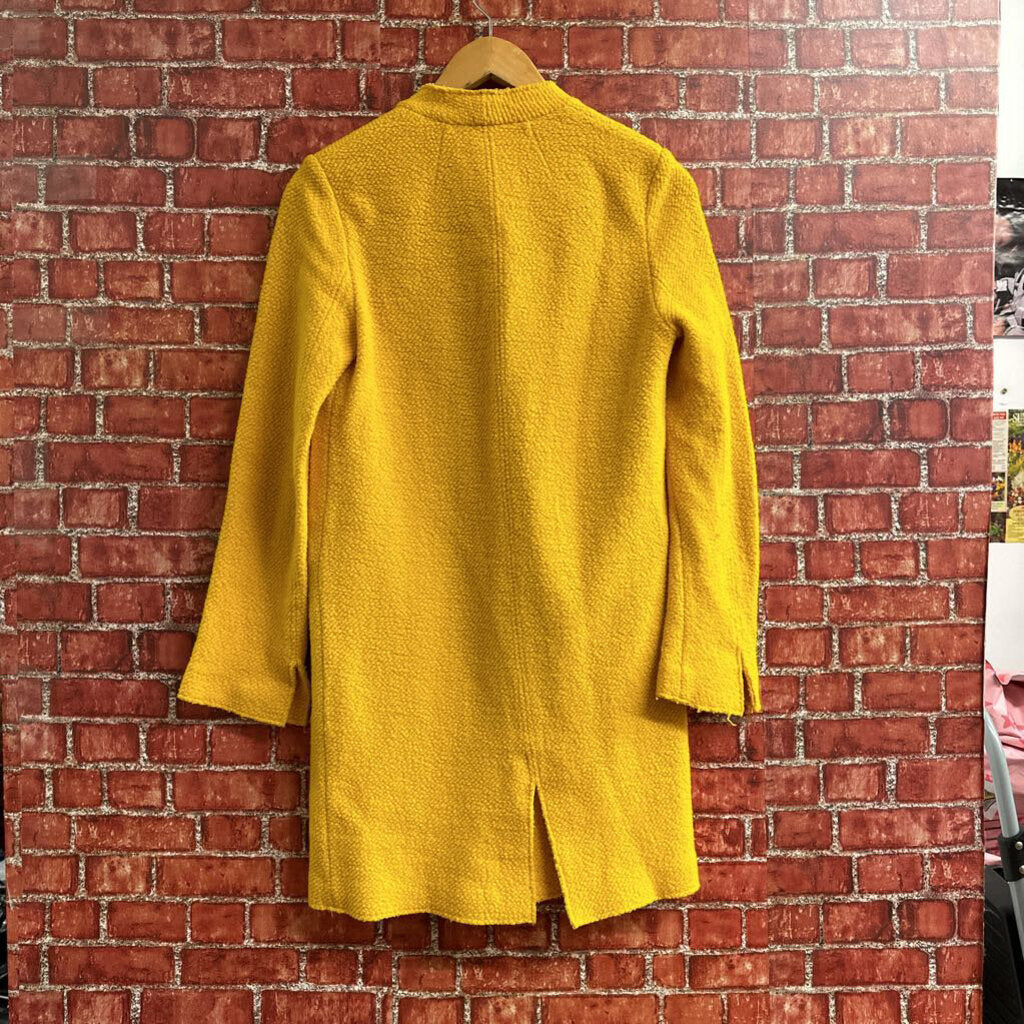 Trf Outerwear Midi Blazer Jacket Overcoat Yellow Size S