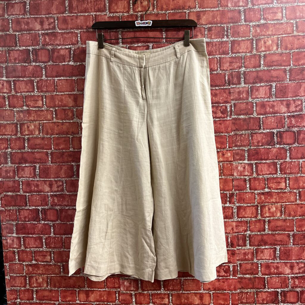 London Jeans Linen Wide Leg Capris Tan Size 8