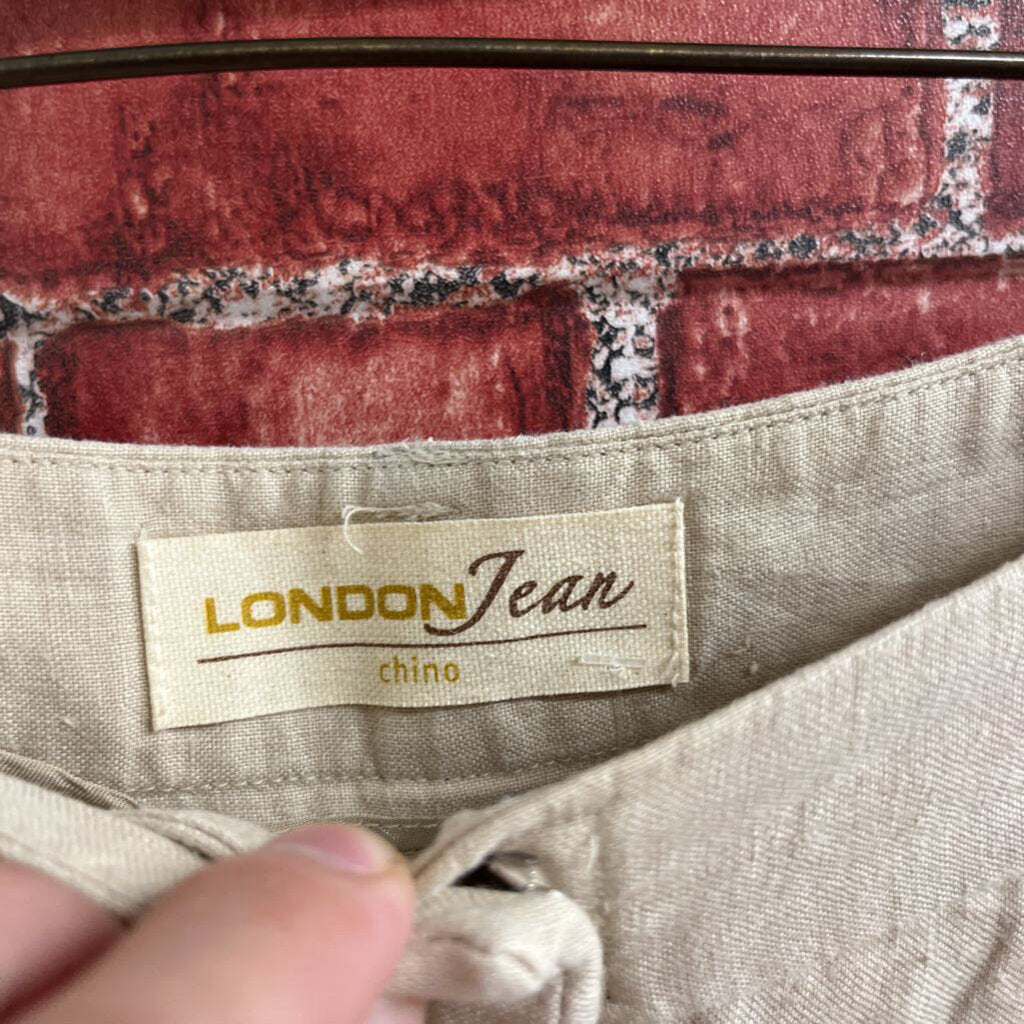 London Jeans Linen Wide Leg Capris Tan Size 8