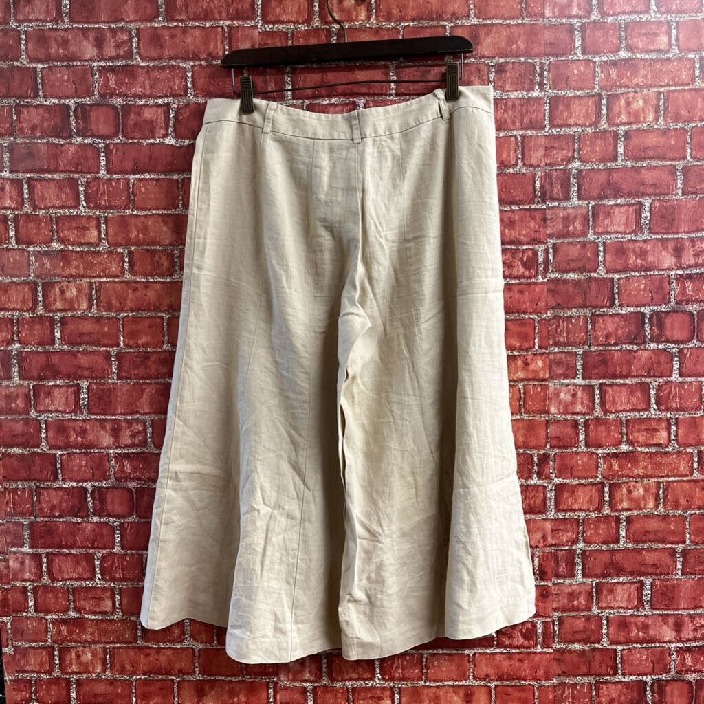 London Jeans Linen Wide Leg Capris Tan Size 8